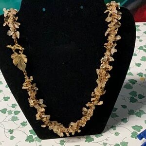 24” Spiral Chip Bead Gold Beaded Necklace